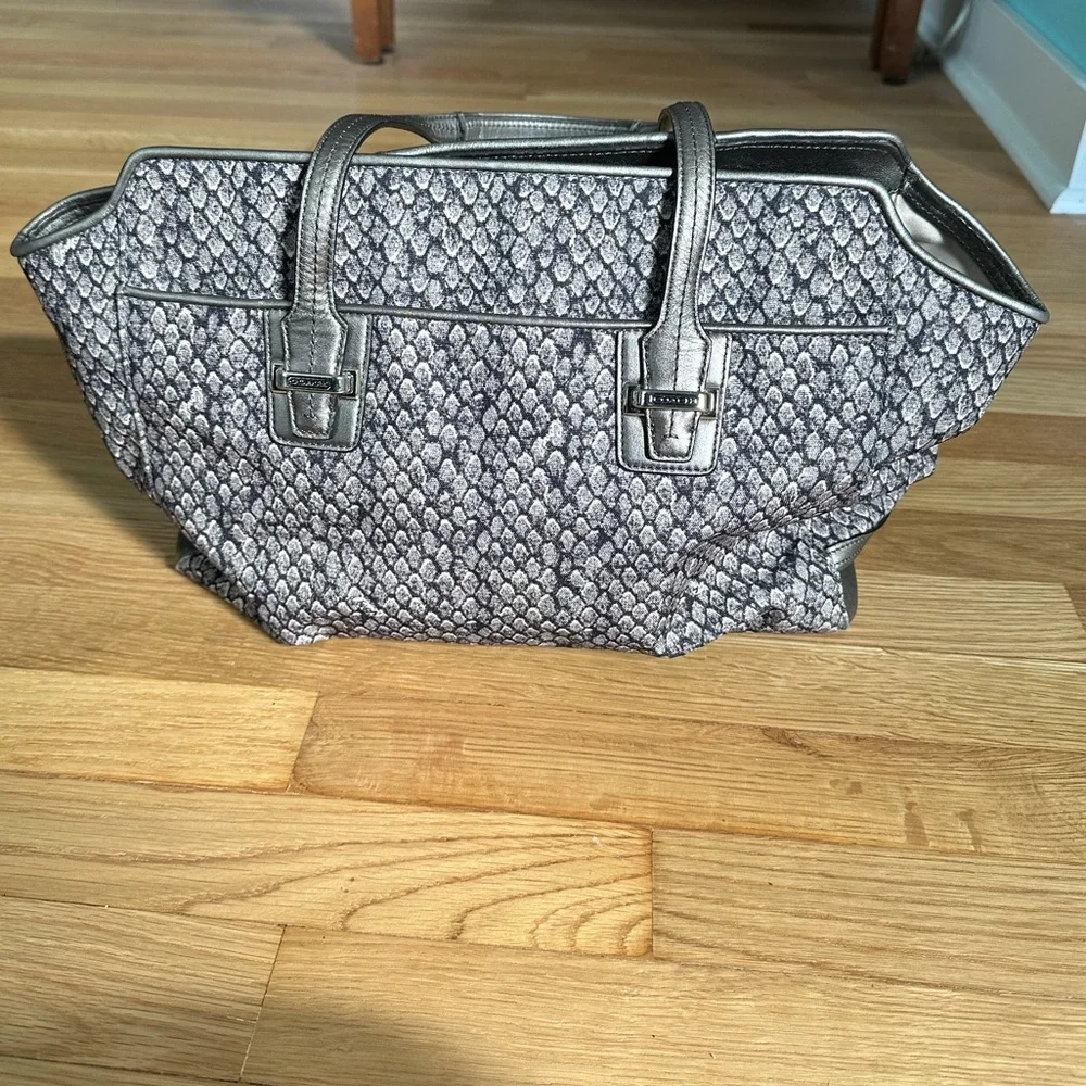 Grunge Glam Alt Gunmetal Gray Python Snake Coach Taylor Alexis Carryall Satchel